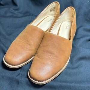 Clarks Pure Easy Tan Leather Loafer Flats Size 9 M Slip-On